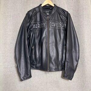 Harley-Davidson Road Warrior Leather Jacket Mens XL Genuine Cowhide Emboss 89138
